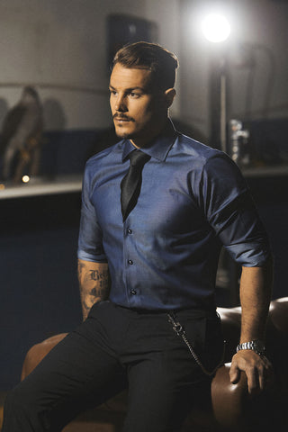 RB120 Twill Non-Iron – shirt product image, 43/44 XL, Slim fit, Indigo