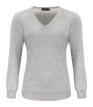 Merino Sweater V-Neck Woman Lt Grey Melange