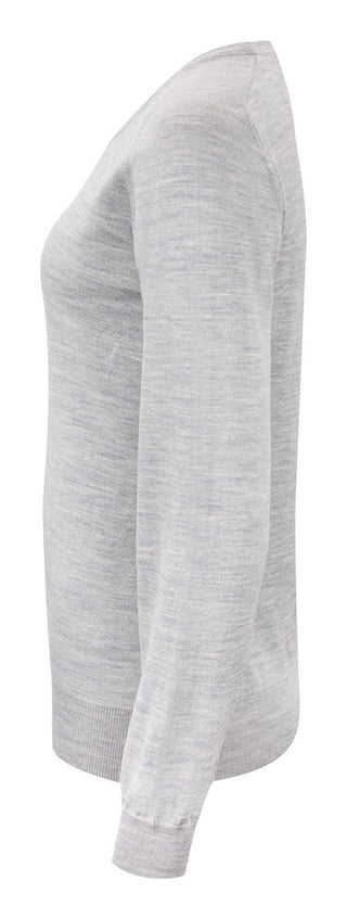 Merino Sweater V-Neck Woman Lt Grey Melange