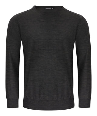 Merino Sweater U-Neck Grey Melange – shirt product image, S, Grey Mel