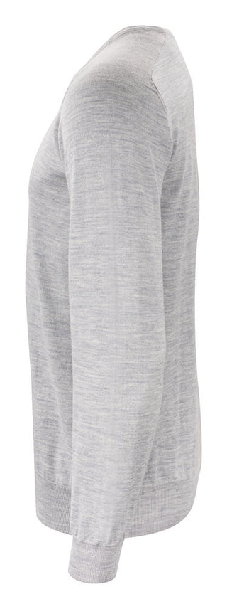 Merino Sweater U-Neck Lt Grey Melange – shirt product image, L, LT Grey Mel