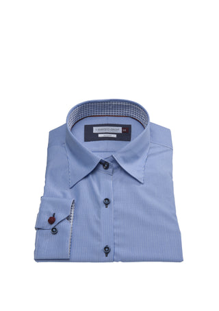 Red bow 24 Woman Midblue stripe Non-Iron – shirt product image, 36-S, Women, Blue
